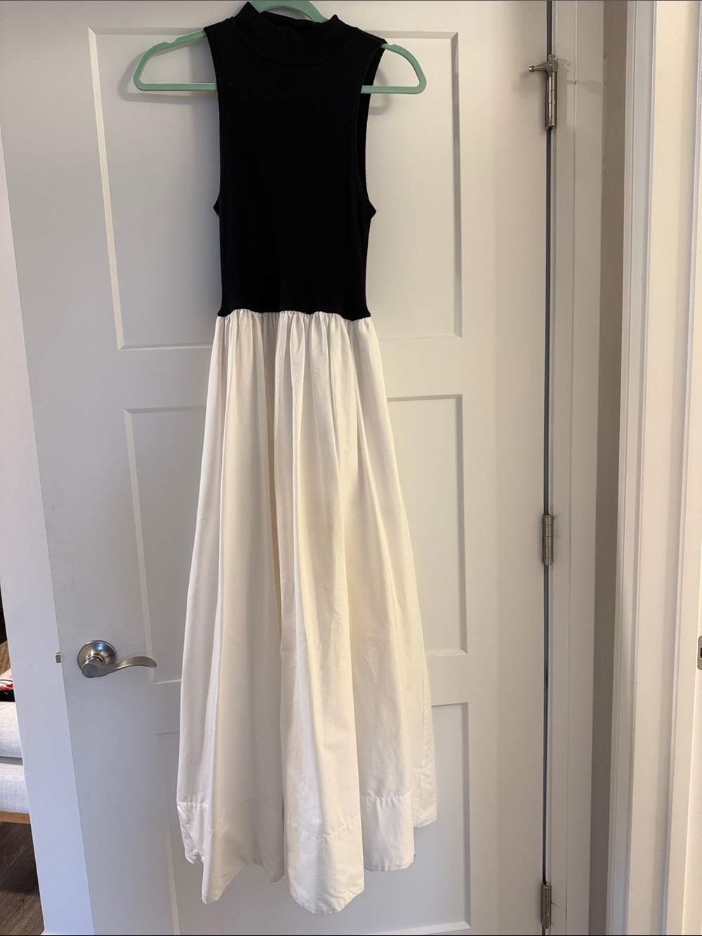 Reformation Black & White Sleeveless High-Neck Gown